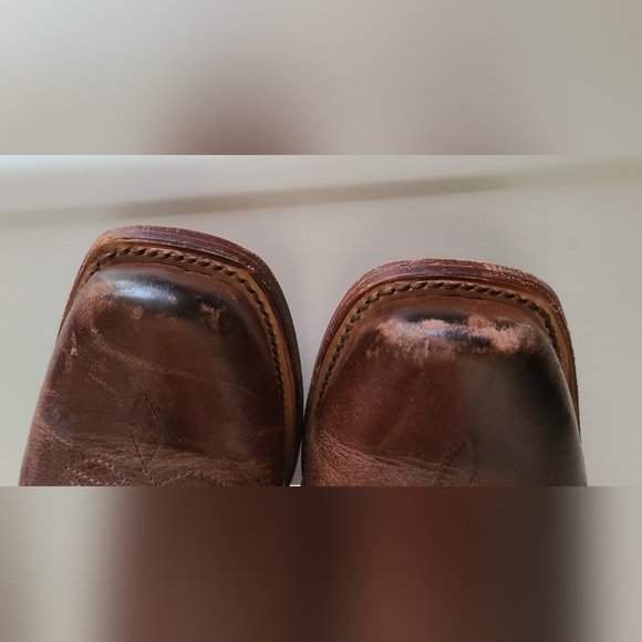 Nocona cowgirl western cowboy brown leather square toe boots 8M - Picture 4 of 8